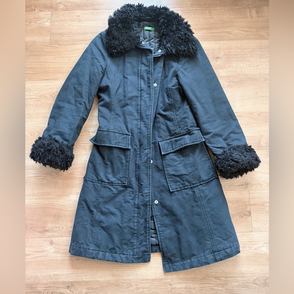 United Colors Of Benetton Jackets & Blazers - United Colors Of Benetton Long Trench Coat with Faux Fur Trim